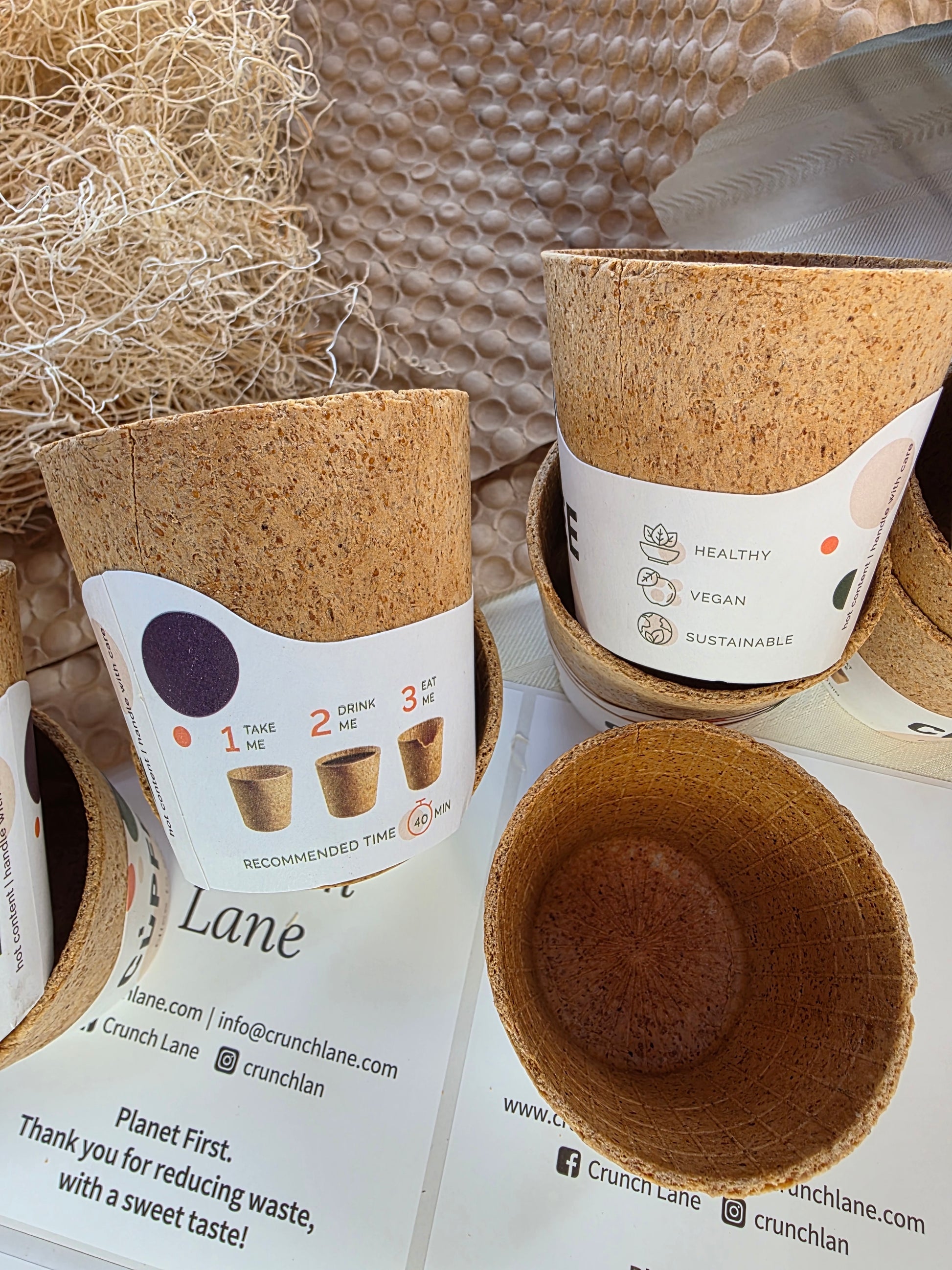 Cork-based products on a newspaper background